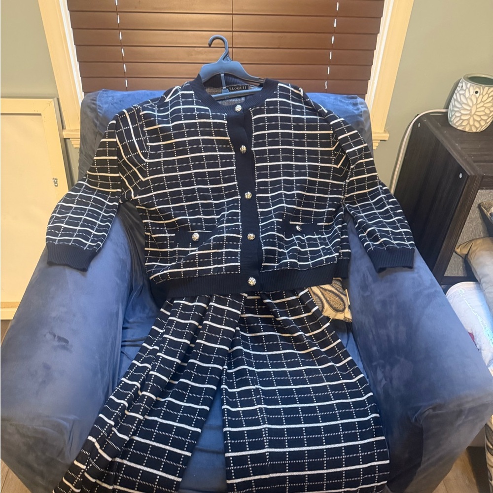 Eloquii Black and White Sweater Pantsuit